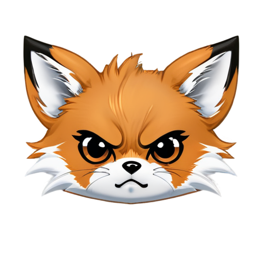 Angry anime chibi face with little fox ears - icon | sticker