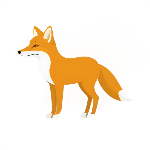 the image of a fox, standing on three legs, one bent. orange fox, white and cream background - icon | sticker