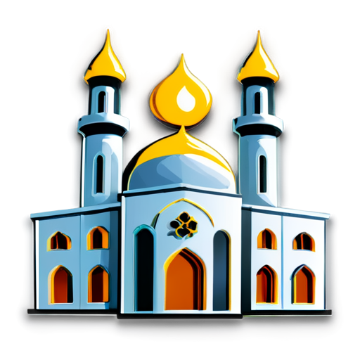 a mosque with a clock defining prayer times and write VSAdhkar below and add VSCode icon icon style and add clock - icon | sticker