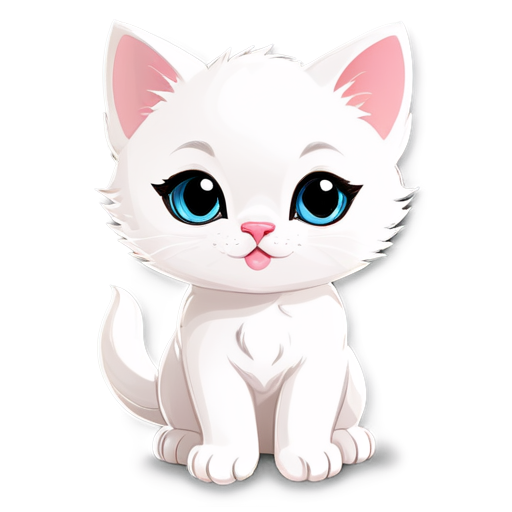 cute white kitten - icon | sticker