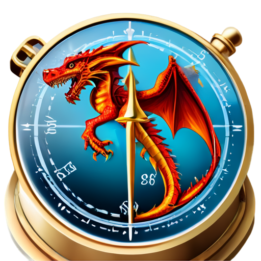 dragon compass icon pointing north - icon | sticker