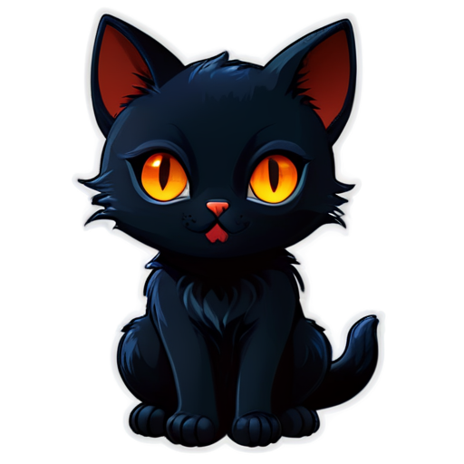 Evil black black cat what have monster shadow - icon | sticker