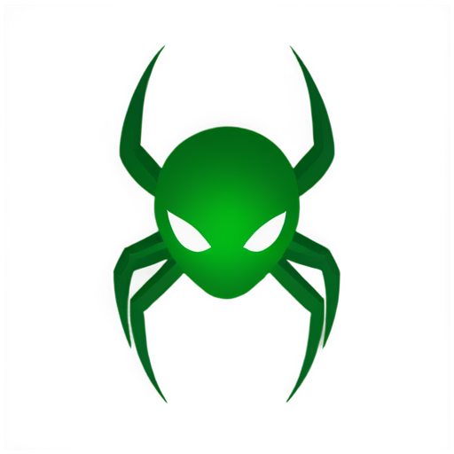 spider,green head, blue body, white background,in the style of minimalistic,flat - icon | sticker