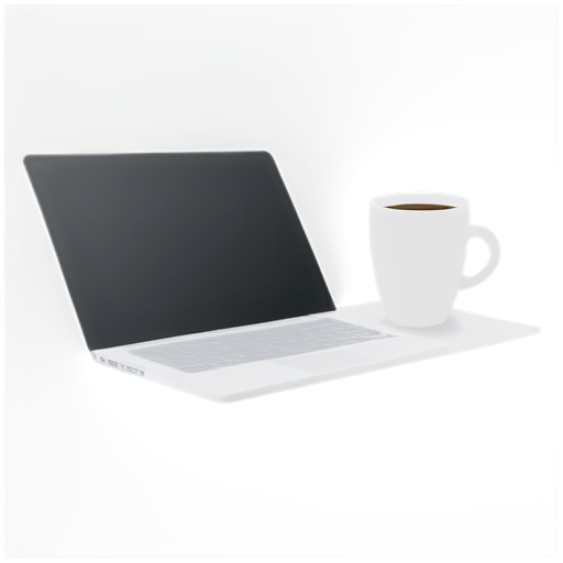 Laptop and coffee on the table - icon | sticker