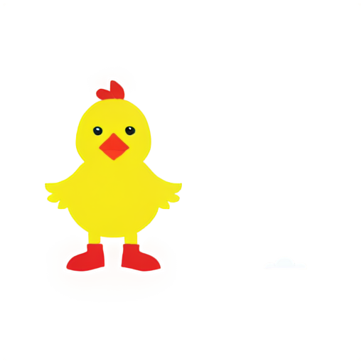 ugly baby chicken with yellow skirt and rain red boots - icon | sticker