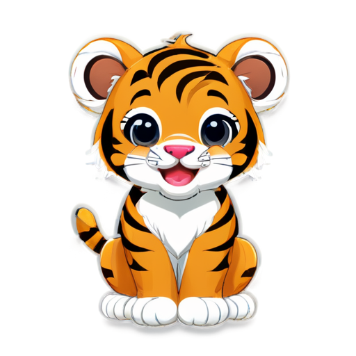 Cute cartoon tiger cub smile - icon | sticker