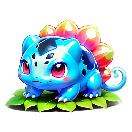 Epic full-body illustration of Bulbasaur, standing confidently with its bulb glowing faintly, lush jungle background, detailed skin texture and leaves, determined and friendly expression, dynamic lighting, high-definition, realistic style. - icon | sticker