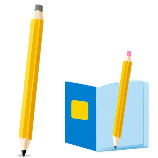 Cute book and pencil cartoon - icon | sticker