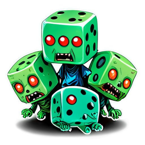 zombies crushed by dice - icon | sticker