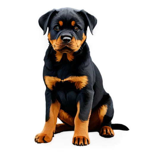 Rottweiler with white kitten - icon | sticker