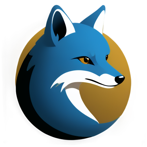 blue fox for logo rounded - icon | sticker