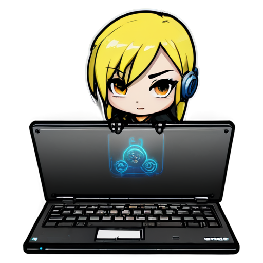 Cyberpunk laptop - icon | sticker