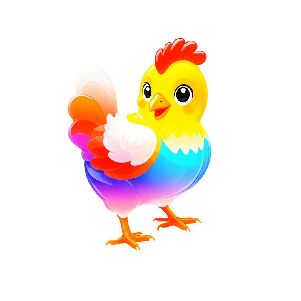 a Chicken, logo, icon, animal icon, colorful, flat, illustration, Zodiac, Simple, Black background - icon | sticker