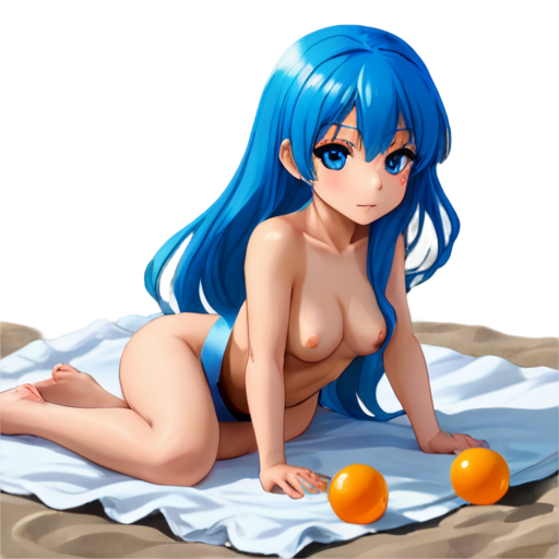 in anime style, day, girl, beautiful, blue-haired, slender, pretty, young, without shoes, on the bedroom, lying on the bad sand with her back up, heat, white blanket, feeding her baby with her salt, 2d anime character, white European appearance, young - icon | sticker