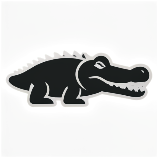 Very simple geometric black and white crocodile icon as a logo for a knitted clothing store - icon | sticker