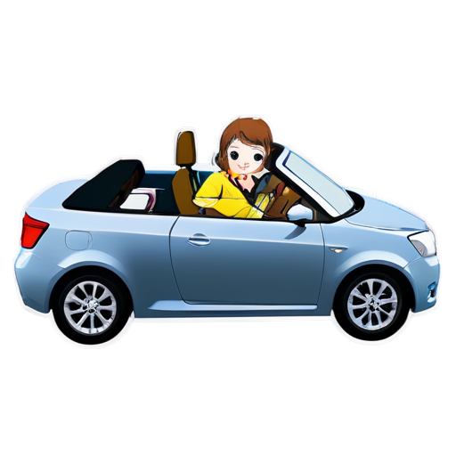 convertible and several smiling faces - icon | sticker