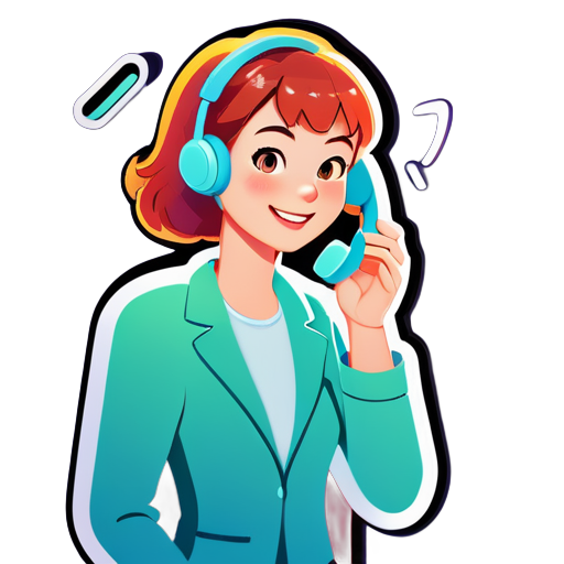 One person is answering the phone with a handset - icon | sticker