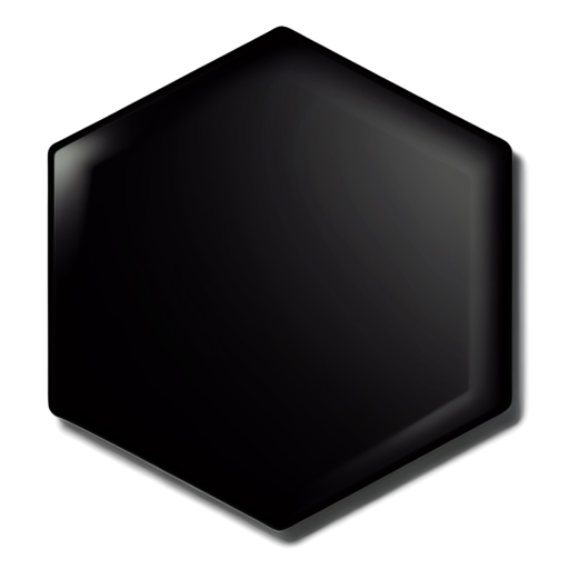 a black, simplistic hexagon, with lines going through it, with a singular D in the middle - icon | sticker