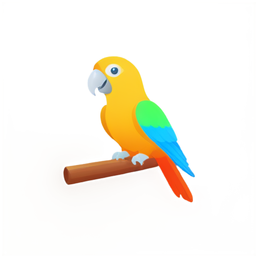 A playful parrot as an icon for a language learning app - icon | sticker