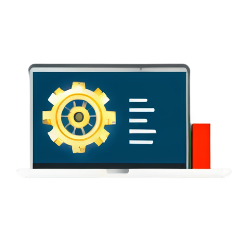 A computer monitor or screen displaying a graph/chart (representing data visualization) with gears or cogs around it (symbolizing data manipulation and analysis). In the background, you can have a book or a graduation cap (representing online courses or learning). This icon encapsulates the essence of practicing data analysis, learning data visualization, and taking online courses for improving data management skills. - icon | sticker