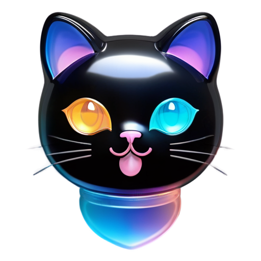 Multi-colored cat face in pencil drawing style - icon | sticker