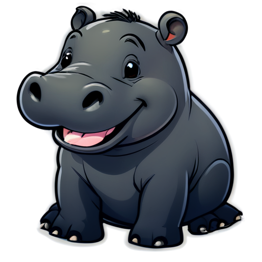 The hippopotamus is smiling - icon | sticker