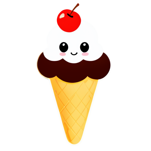 mascot Ice cream logo with cherry on top - icon | sticker