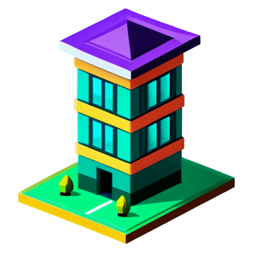 lowpoly icon for public projects in a city builder game. Vivid colors - icon | sticker