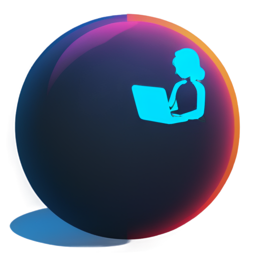 neon girl in sphere with mail from internet sunset background - icon | sticker