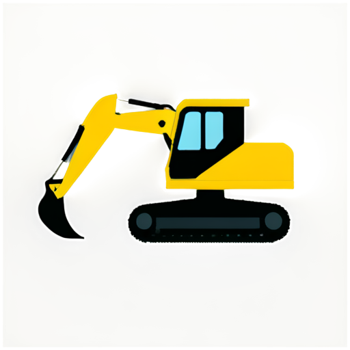 flat, monochrome, minimalistic icon for Company for rental of construction equipment. Main component is excavator, side view, minimal elements - icon | sticker