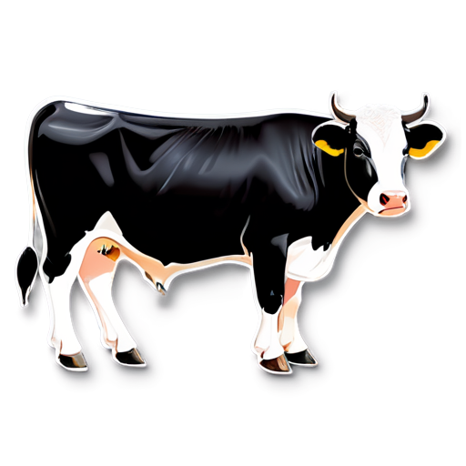 Design a simple yet modern icon that shows the profile of a beef cow. The image of the cow should be clear and easy to identify, highlighting the strong body and muscle line of the cow. In terms of color, dark brown or black can be used with a simple white or gray background to highlight the image of the cow. ICONS should have high contrast and good visual impact, making them clear and professional in a variety of sizes. Description: Design a simple and modern icon that shows the profile of a beef cow. The image of the cow should be clear and easy to identify, highlighting the strong body and muscle line of the cow. In terms of color, dark brown or black can be used with a simple white or gray background to highlight the image of the cow. ICONS should have high contrast and good visual impact, making them clear and professional in a variety of sizes. - icon | sticker