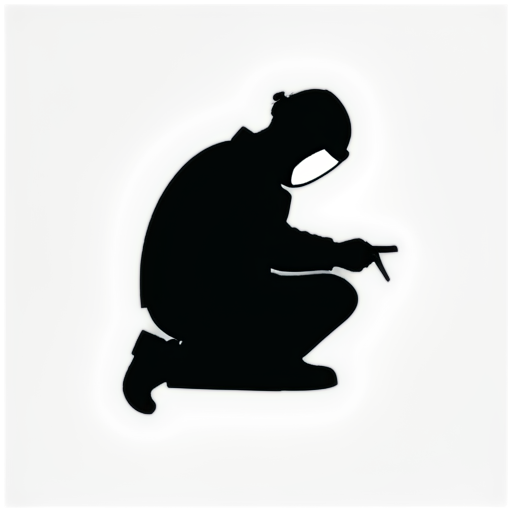 welder. In black and white with no background and simple lines - icon | sticker