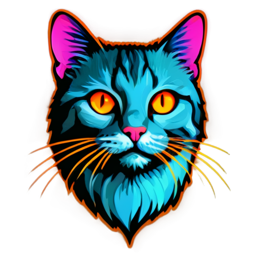 cyberpank abstract cat neon - icon | sticker