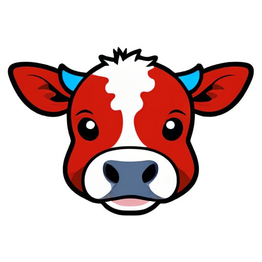 Blockchain logo,Cartoon cow head,Red theme,Pixelated style - icon | sticker