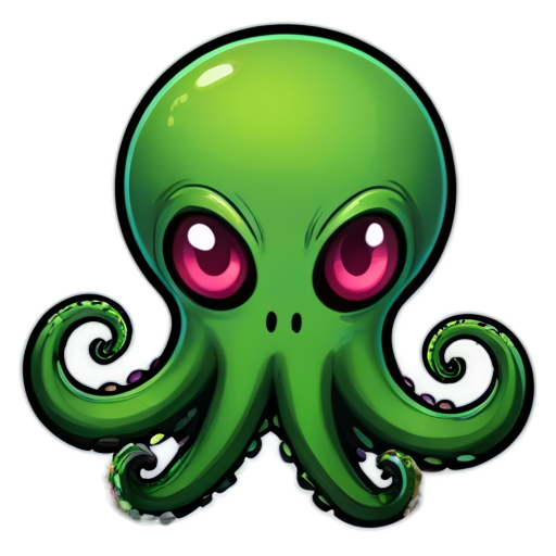 spehere monstr with one eye and tentacles - icon | sticker