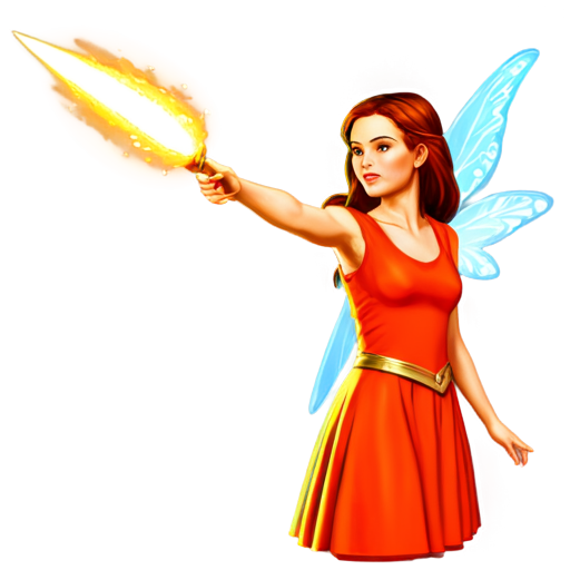 fairy girl firing magic missile from her staff - icon | sticker