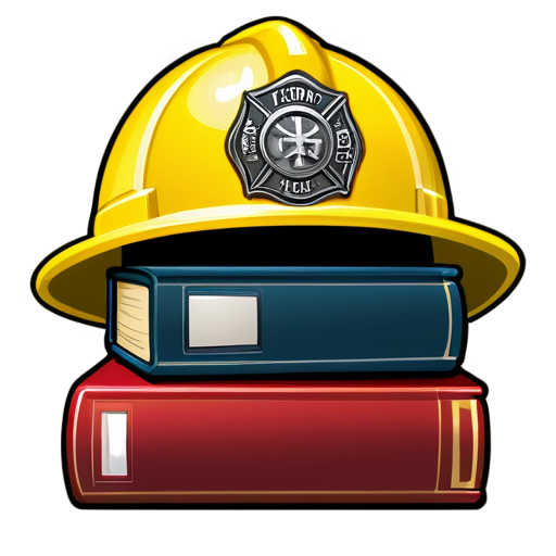 a light yellow firefighter helmet on books - icon | sticker