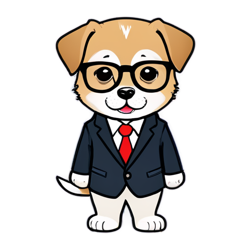 dog in glasses and suit - icon | sticker