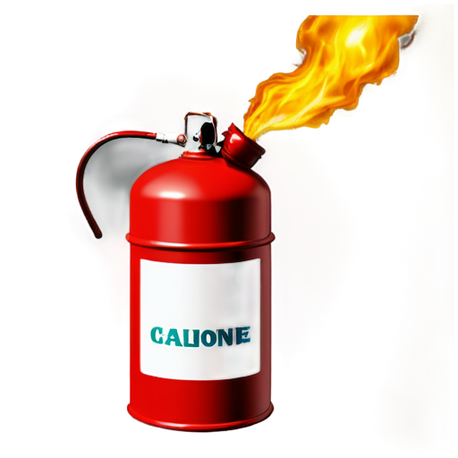 A red metal gasoline canister is on fire - icon | sticker