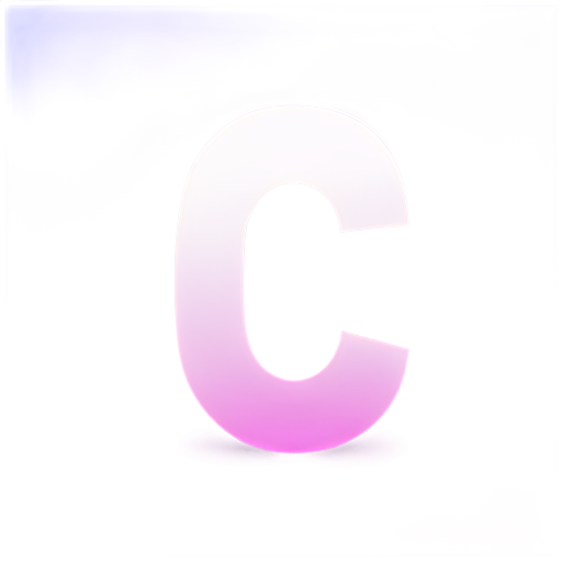 White symmetric letter "C" with a pink-purple gradient background - icon | sticker