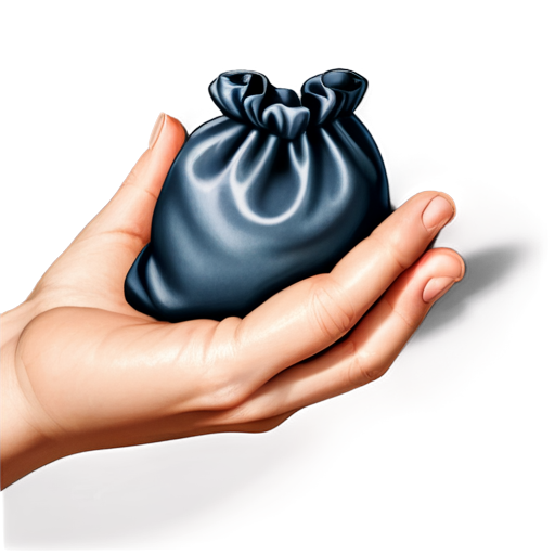 Stylized illustration of a hand sneaking into a small pouch or bag, fingers carefully reaching inside, dark and moody background, with shadows and subtle glow around the hand, emphasizing the stealthy and sneaky nature of the action, game-style art, high-definition. - icon | sticker