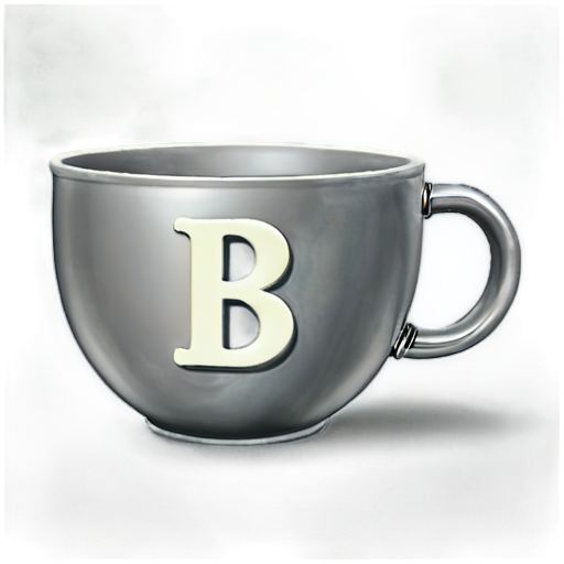 Cup Body: Use the letter "B" to form the main part of the cup. Cup Handle: Extend one part of the "B" to create the handle. Steam: Use the numbers "4" and "U" to form the steam rising from the cup. - icon | sticker