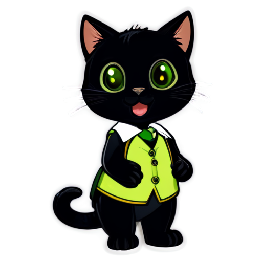 caring cat, cartoonn black cat, talented turtle, primary school uk, school uniform, smile, - icon | sticker
