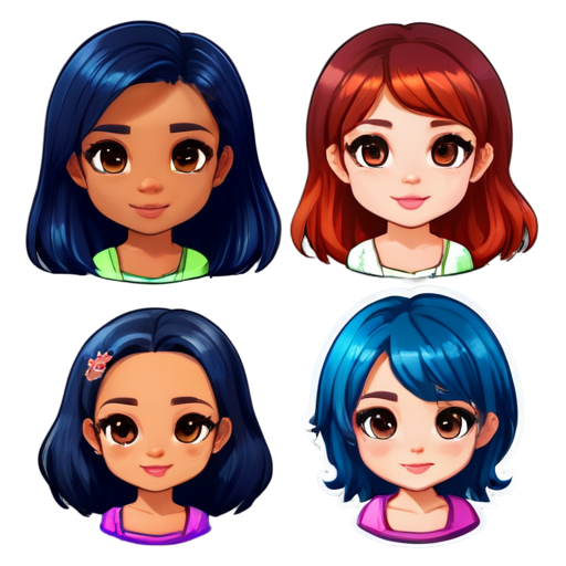 2D cute beauty avatar - icon | sticker