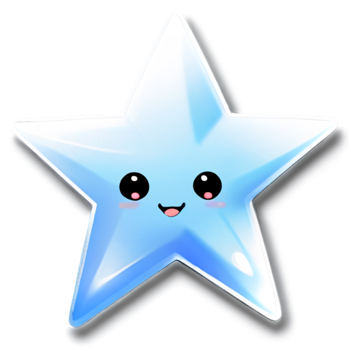 white star, blue light all around - icon | sticker