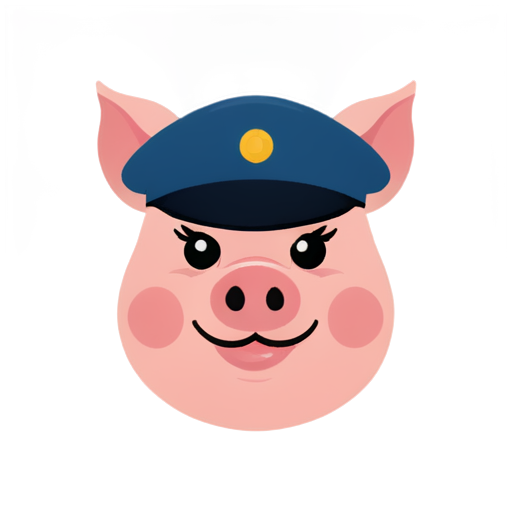 angry pig face in military uniform, vector cartoon style - icon | sticker