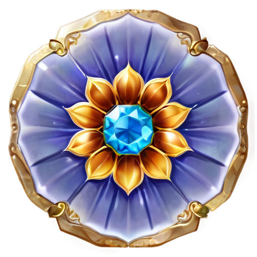 intricate 20 sided magic stone slab with gem flower - icon | sticker