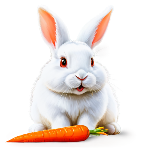 A lovely white rabbit is enjoying her carrots happily. - icon | sticker