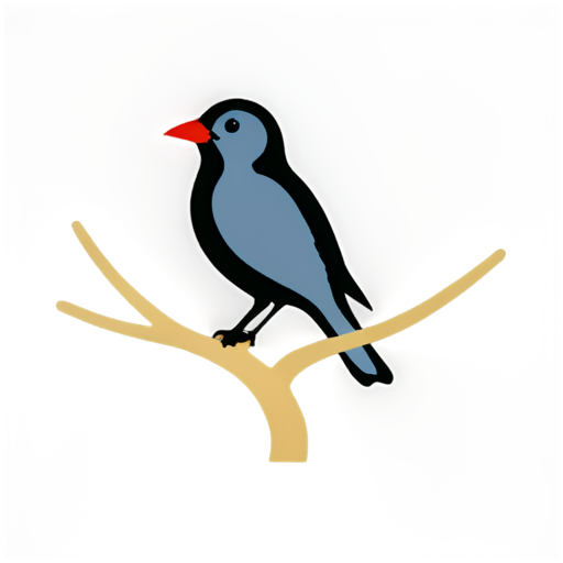 a bird on the tree, contour - icon | sticker