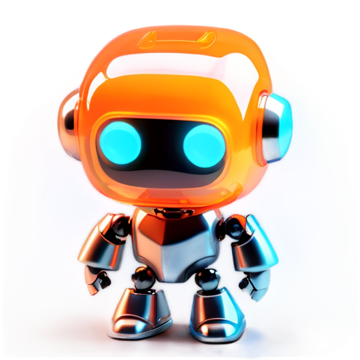 cyber guru minimalistic orange robot with big head and small body - icon | sticker